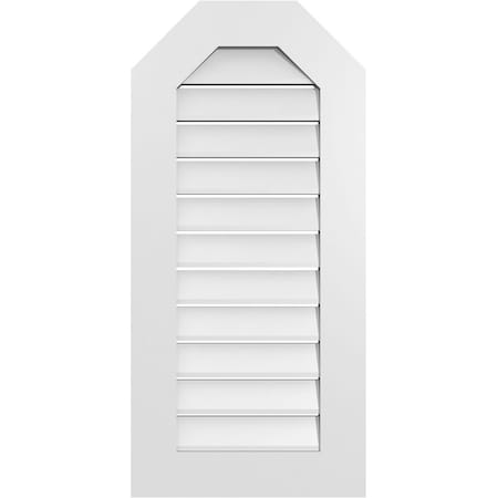Ekena Millwork Octagonal Top Surface Mount PVC Gable Vent: Functional, w/ 3-1/2"W x 1"P Standard Frame, 18"W x 38"H GVPOT18X3801SF